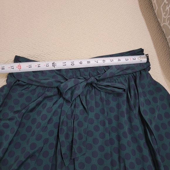 Tommy Hilfiger Green and Blue Polka Dot Midi flowy Skirt with Sash Toe Size Larg - Picture 8 of 13